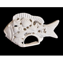 LE09/18 - Pesce traforato porta candela - cm.18 LE09/18 - Pesce traforato porta candela - cm.18