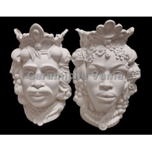 TB M036 - Testa di Moro coppia modello Afro frutta - cm.38 TB M036 - Testa di Moro coppia modello Afro frutta - cm.38