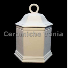 TB B075/G - Barattolo esagonale con anello - cm. 26h TB B075/G - Barattolo esagonale con anello - cm. 26h