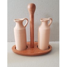 LEG015 - Olio aceto dritto con cestello in legno COMPLETO