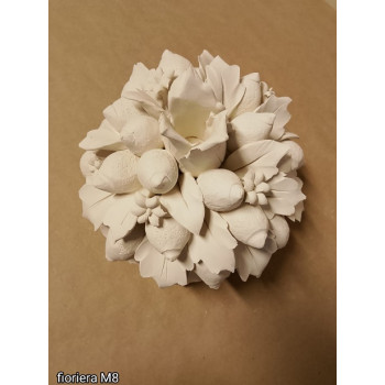 CANDELIERE CON LIMONI E FIORI CM 16X15H