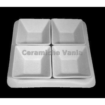 TB A075 - Antipastiera quadrata 4 vaschette - cm.25x25