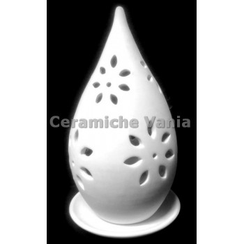 TB P287 - Porta candela a goccia traforo fiori cm 22h con piattino