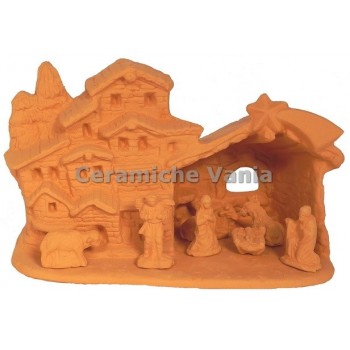 NA032 - Presepe paesaggio cm 12H + sacra famiglia (5 pz)