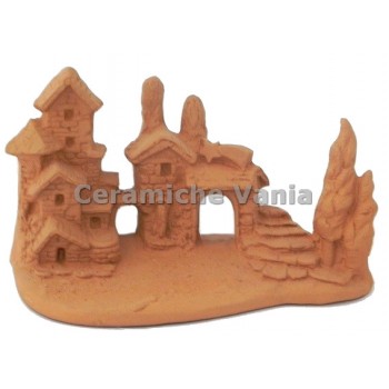 NA035 - Presepe paesaggio cm 12H + sacra famiglia (5 pz)