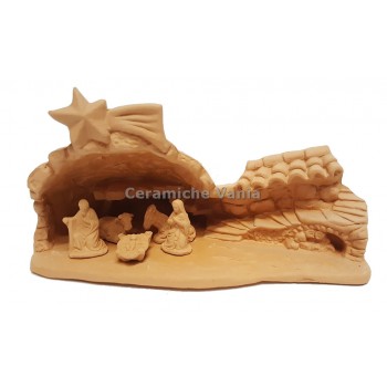 NA038 - Presepe paesaggio cm 11H + sacra famiglia (5 pz)