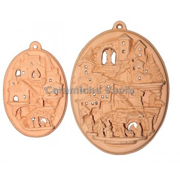 NA046/G - Presepe da muro cm 28,5H + sacra famiglia e personaggi (10 pz)