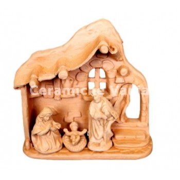 NA049 - Presepe casa cm 15H + sacra famiglia (3 pz)