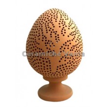 K055CR/20 - Lampada pigna traforo corallo / 20.cm