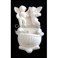 TB H066 - Acquasantiera con angeli in rilievo - cm.13