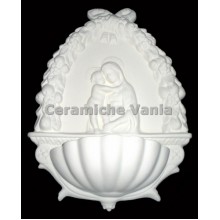 TB H076 - Acquasantiera con frutta e madonna - cm.40